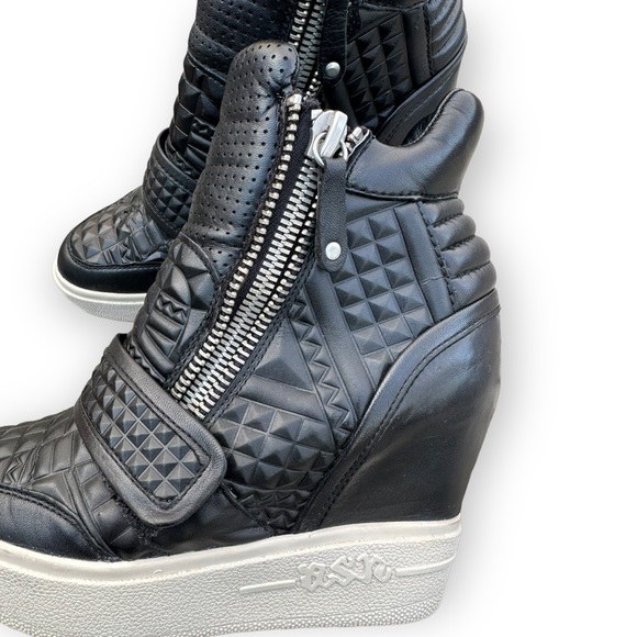 Ash Studded Moto Boots Zipper Leather studs platform RARE Athleisure wedges - Picture 10 of 10